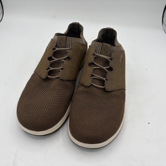 Olukai Makia Ulana Kai Brown Leather and Mesh Knit Shoes Mens Size 10 - Picture 9 of 15